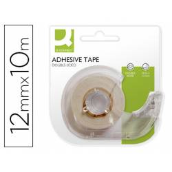 Cinta adhesiva doble cara Q-Connect 10 mt x 12 mm con portarrollo embalaje