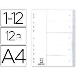 Separadores de plastico Q-Connect numericos multitaladro 1-12 A4