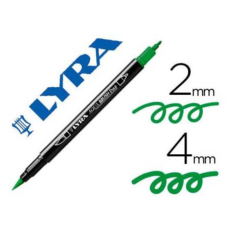 Rotulador Lyra aqua brush acuarelable doble punta fina y punta pincel verde