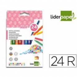 Rotuladores Liderpapel fino lavable caja 24 colores