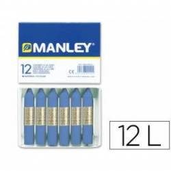 Lapices cera blanda Manley caja 12 unidades color azul ultramar