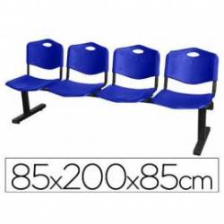 Bancada de espera PYC Pozohondo cuatro asientos de PVC azul