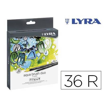 Rotulador Lyra Duo Art Pen Doble punta fina y punta pincel Caja de 36 unidades