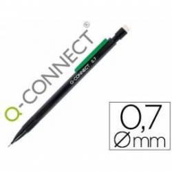 Portaminas Q-Connect trazo 0.7 mm negro con clip verde y 3 minas