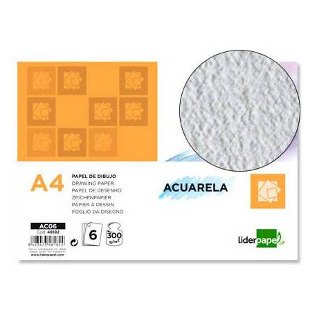 Papel acuarela Liderpapel Din A4 300 g/m2