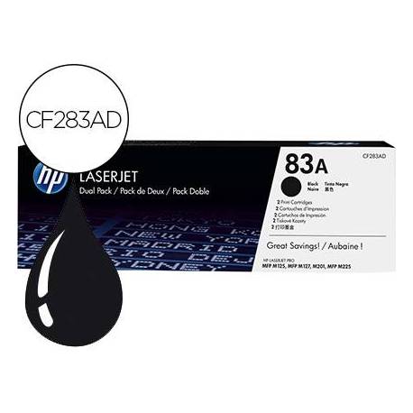 TONER HP LASERJET PRO 83A MFP M125 M127 M201 M225 NEGRO PACK DE 2 UNIDADES 1500 PAGINAS