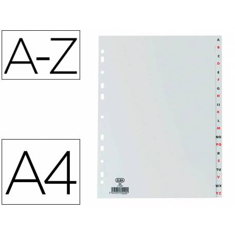 Separador alfabetico Elba plastico DIN A4 11 taladros color gris