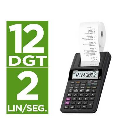 Calculadora Impresora Casio HR-8rce con 12 dígitos