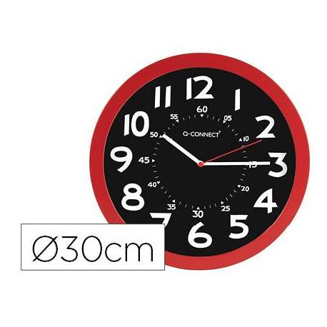 Reloj de pared Q-Connect rojo 30 cm
