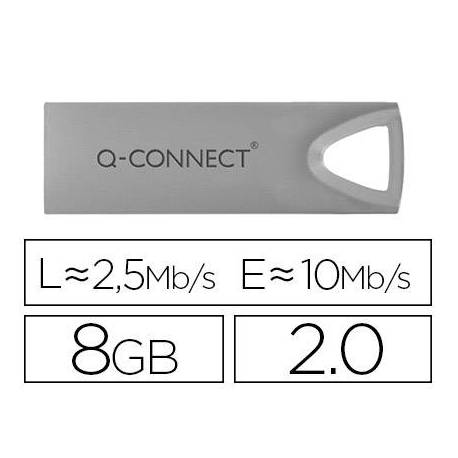 Memoria usb 8 Gb Q-Connect 2.0 Flash Premium Plateado