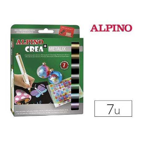 Rotuladores Alpino Crea Metalix Punta Fina Caja 7 colores