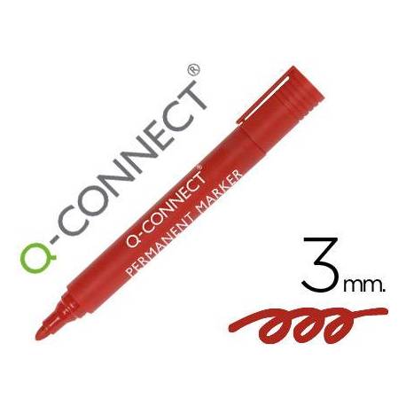 Rotulador Q-Connect punta de fibra permanente 3 mm rojo