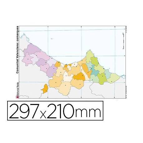 Mapa Mudo Comunidad Valenciana DIN A4 Político Color
