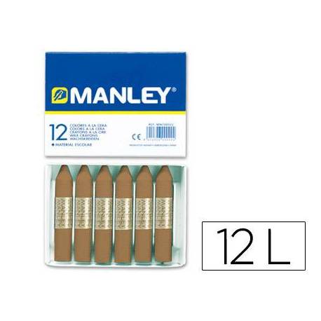 Lapices cera blanda Manley caja 12 unidades color tierra sombra tostado