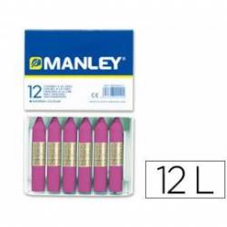 Lapices cera blanda Manley caja 12 unidades color lila