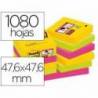 Post-it Bloc de notas adhesivas super sticky 47,6 x 47,6 mm 90 hojas pack 12 blocs colores