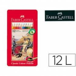 Lapices de colores Faber Castell hexagonales caja de metal 12 unidades