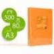 Papel color Q-connect A3 80g/m2 Naranja intenso pack 500 hojas