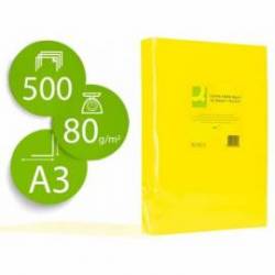 Papel color Q-connect A3 80g/m2 Amarillo intenso pack 500 hojas