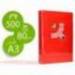 Papel color Q-connect DIN A3 80g/m2 color Rojo intenso pack 500 hojas