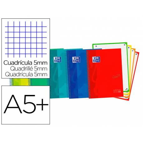 Cuaderno Oxford Ebook 4 A5+ Colores Surtidos Tapa Extradura 120 hojas Cuadricula 5 mm