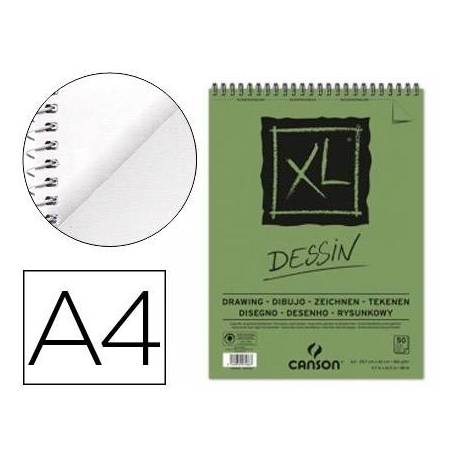 Bloc de Dibujo Dessin Canson XL DIN A4 50 hojas 160 gr Microperforado Espiral Grano Fino