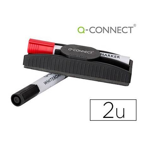 Borrador Magnetico Q-Connect + Rotulador color negro y rojo para pizarra blanca