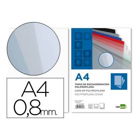 Tapa de Encuadernacion Polipropileno Liderpapel DIN A4 Transparente 0.8mm pack 50 uds