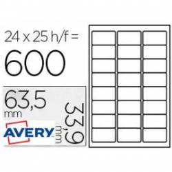 Etiqueta Adhesiva Avery 63,5x33,9 mm blanco Caja con 25 hojas
