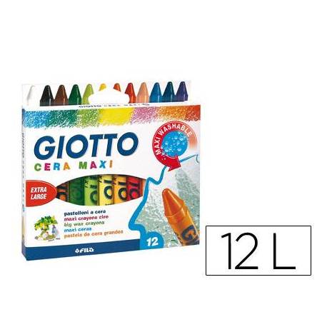 Lapices cera Giotto Maxi 12 unidades colores surtidos