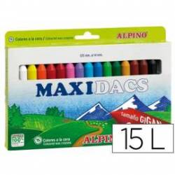 Lapices cera Alpino Maxidacs jumbo 15 unidades colores surtidos