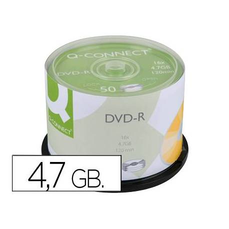 Dvd-r q-connect capacidad 4,7gb duracion 120min velocidad 16x bote de 50 unidades