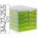 Fichero cajones de sobremesa Liderpapel 340x270x255 mm apilables 5 cajones verde translucido