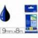 Cintas Brother TZE-521 9mm (ancho) x 8m (largo) laminada azul/negro