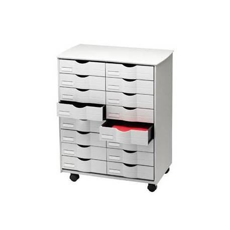Mueble auxiliar fast-paperflow para oficina negro 16 cajones en 2 columnas 5x382 71,5x58x34,3 cm
