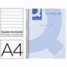 Cuaderno espiral Q-Connect Din A4 micro tapa plastico 80h 70g horizontal sin bandas 4 taladros color azul