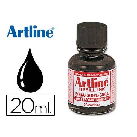 Tinta artline para rotulador pizarra blanca 500-a frasco de 20 ml color negro