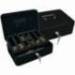 Caja caudales Q-Connect 10" 250x180x90 mm color negro con bandeja portamonedas.