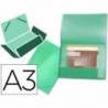 Carpeta de gomas lomo flexible con solapas Liderpapel Din A3 verde