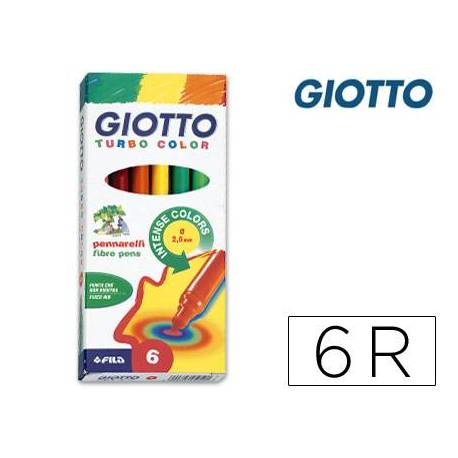 Rotulador Giotto Turbo punta media lavable caja de 6 rotuladores
