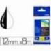 Cinta Brother 12mm (ancho) x 8m (largo) laminada negro/blanco