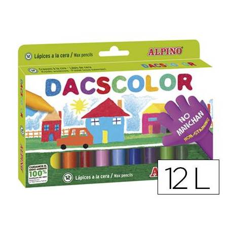 Lapices cera semiblanda DacsColor Alpino caja de 12 colores
