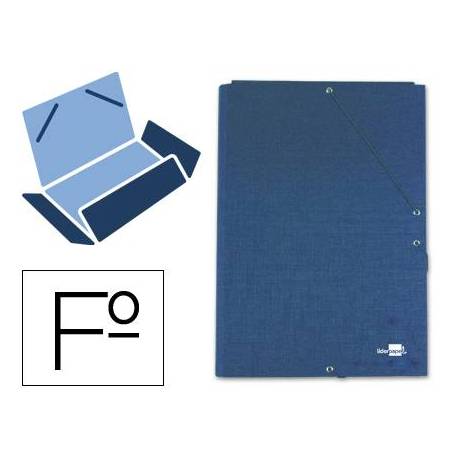 Carpetas de gomas carton forrado Paper Coat Liderpapel Folio azul