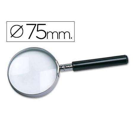 Lupa q-connect cristal aro metálico mango plástico negro 75mm