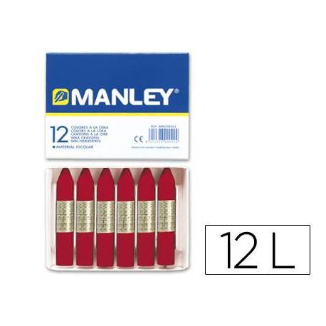 Lapices cera blanda Manley caja 12 unidades color carmin permanente