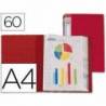 Carpeta Liderpapel personaliza 31740 60 fundas polipropileno Din A4 color rojo lomo personalizable.
