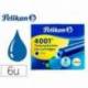 Tinta para plumas pelikan color azul real caja 6 cartuchos