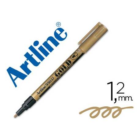Rotulador Artline marcador permanente punta metalica EK-990 color oro punta redonda 1.2 mm.