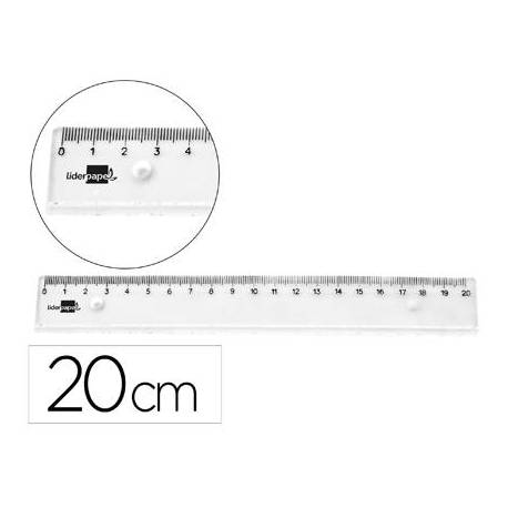 Regla de plastico marca Liderpapel Irrompible Transparente 20 cm
