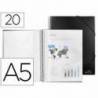 Carpeta escaparate con espiral Liderpapel DIN A5 20 fundas poliporpileno negro